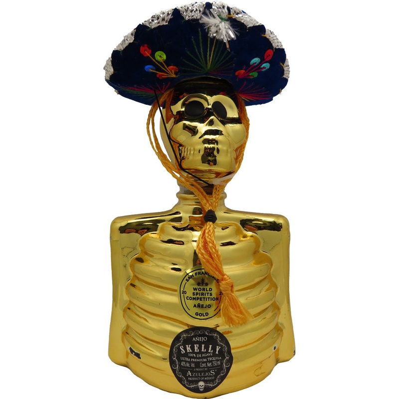 Skelly Anejo Gold Ceramic Tequila 750ml
