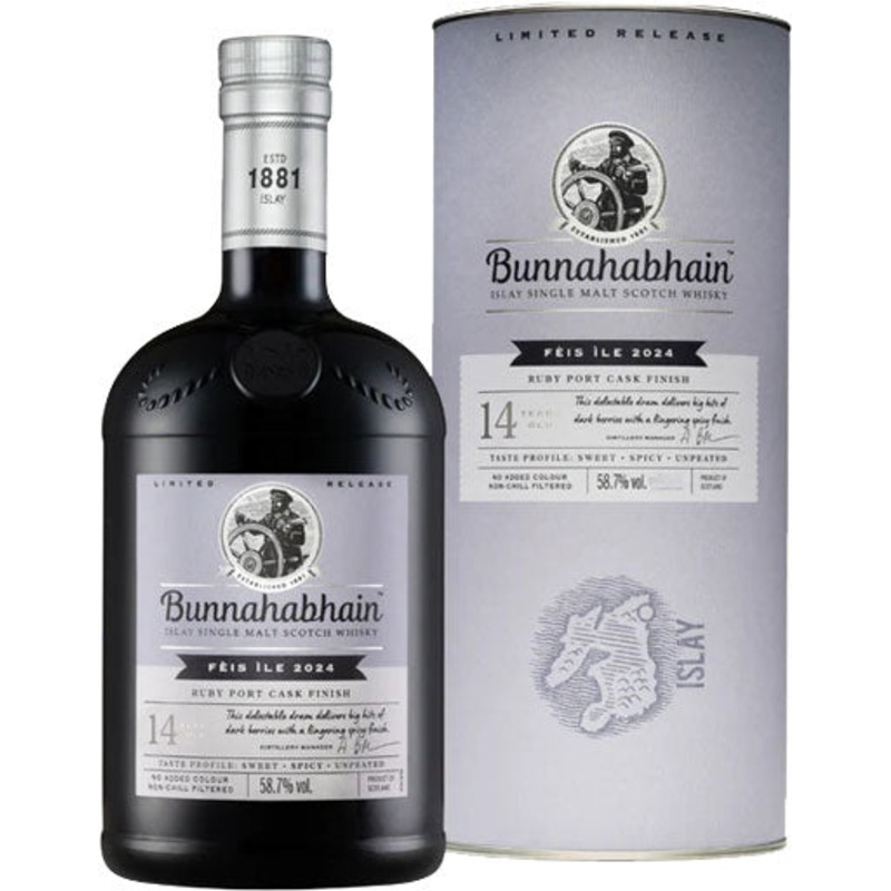 Bunnahabhain Feis Ile 2024 14 Year Old Ruby Port Cask Finish Single Malt Whisky 700ml