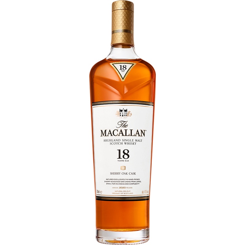 The Macallan Sherry Oak 18 Year Old Single Malt Whisky 750ml
