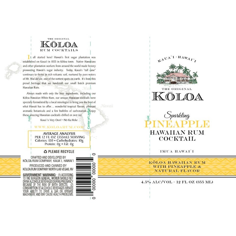 Kloa Sparkling Pineapple Hawaiian Rum Cocktail 4pk