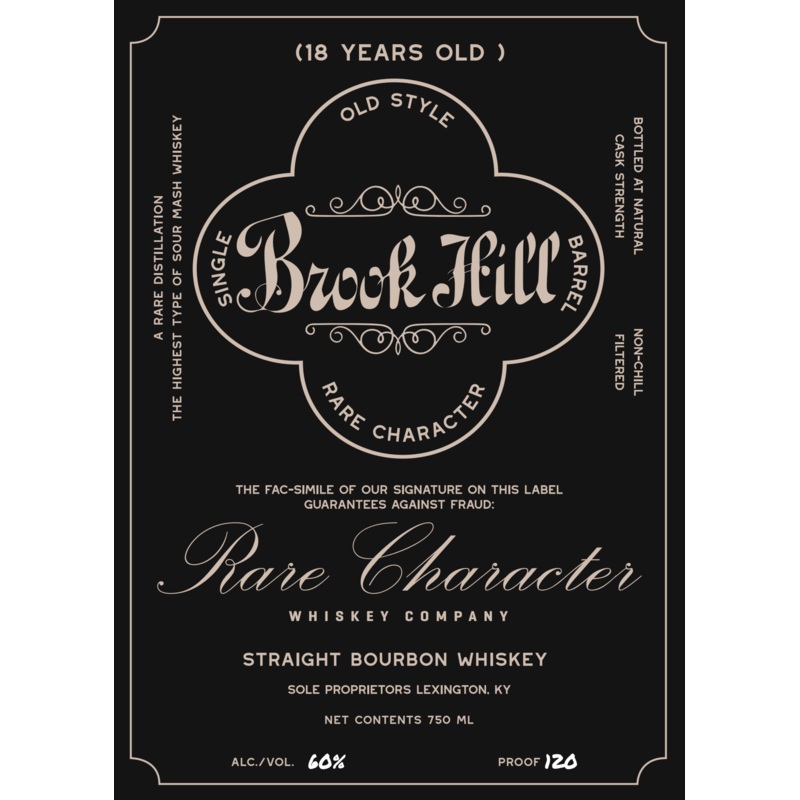 Brook Hill 18 Year Old Straight Bourbon Whiskey Rare Character