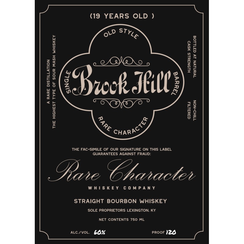 Brook Hill 19 Year Old Straight Bourbon Whiskey Rare Character