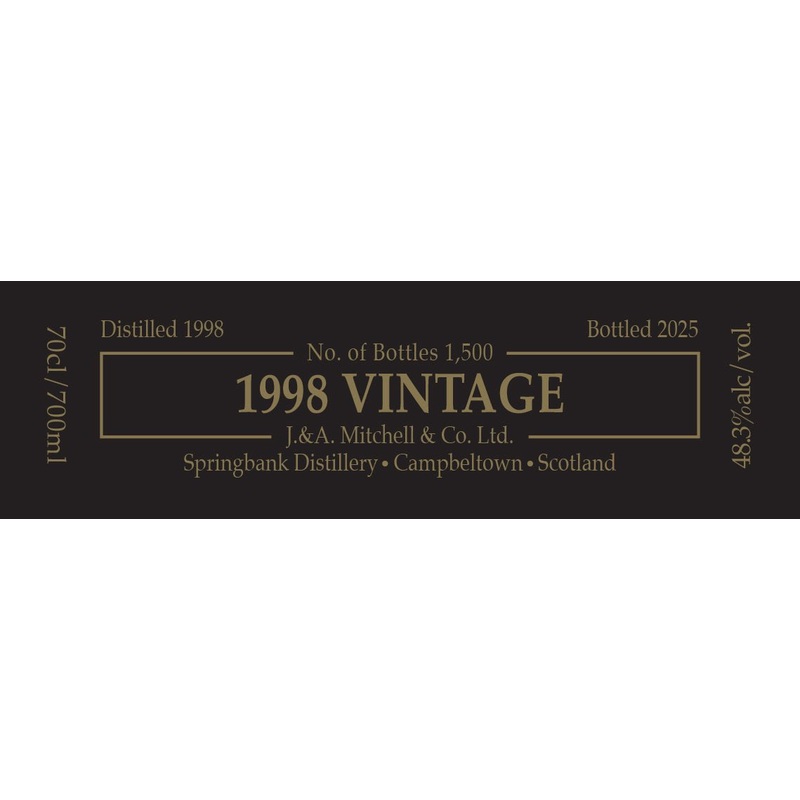 Springbank 1998 Vintage Limited Edition Single Malt Scotch Whisky