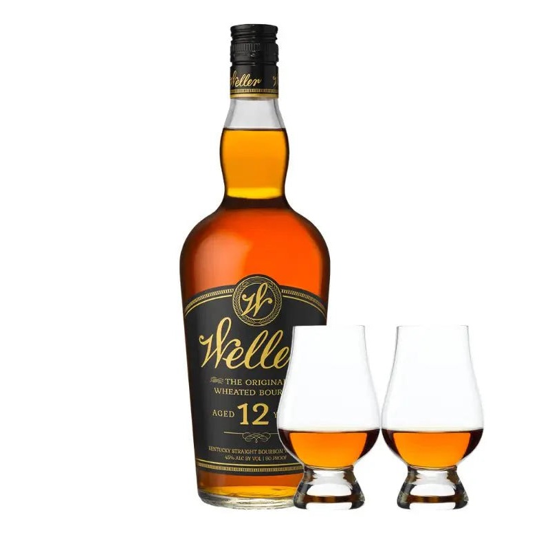 W.L. Weller Aged 12 Years Bourbon Whiskey & Glencairn Set Bundle