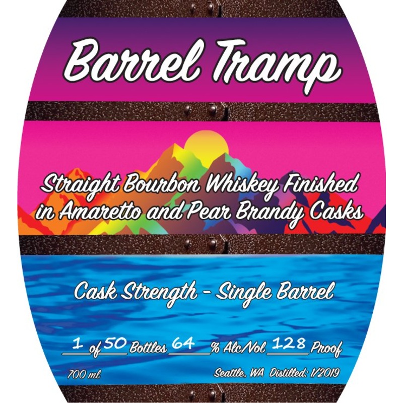 Barrel Tramp Straight Bourbon Whiskey Finished in Amaretto & Pear Brandy Casks Single Barrel Cask Strength